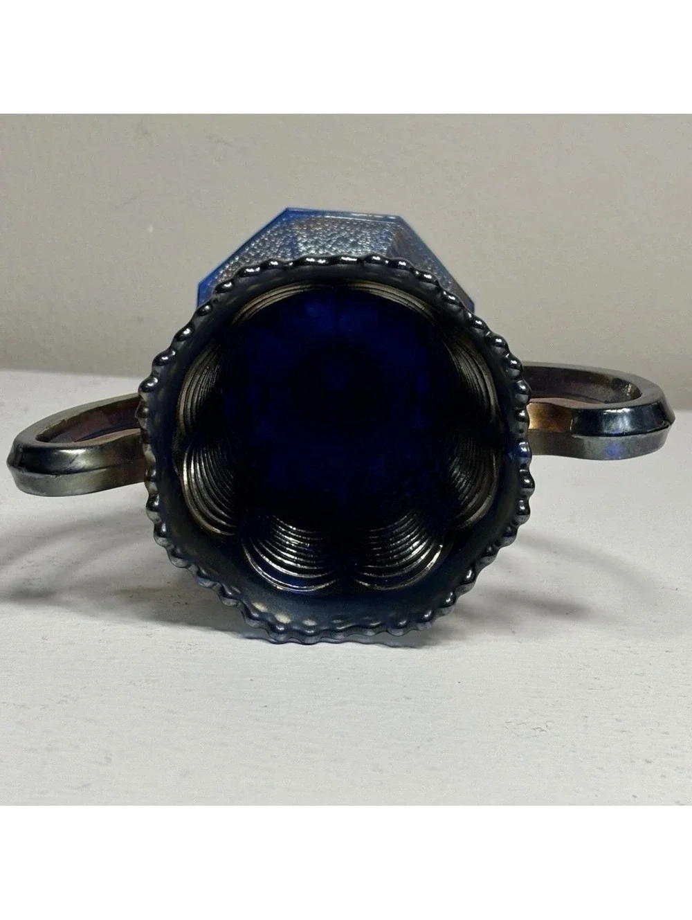 Fenton Blue Carnival Glass Orange Tree Loving Cup
